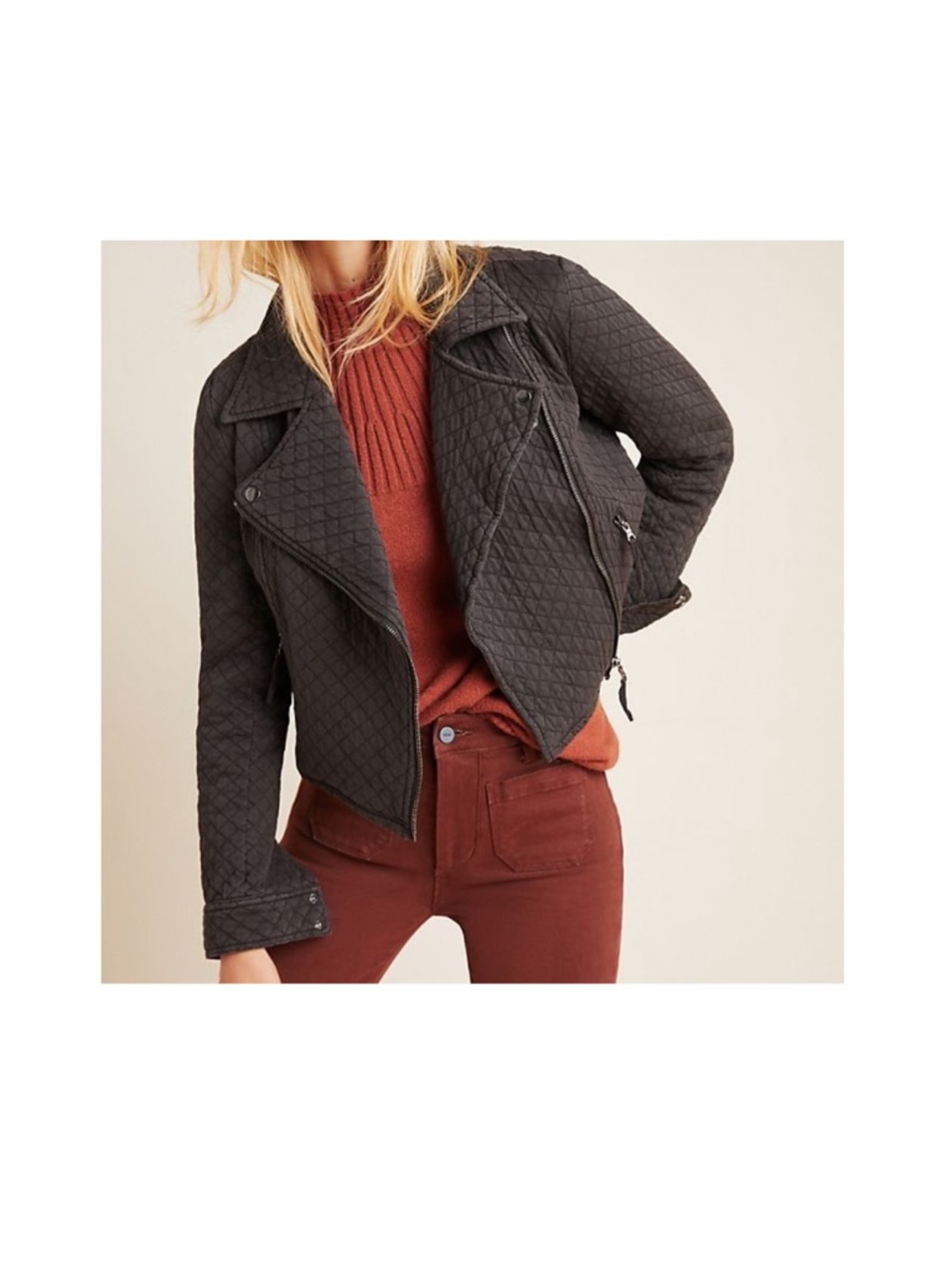 LIKE NEW Anthropologie Marrakech quilted moto jacket